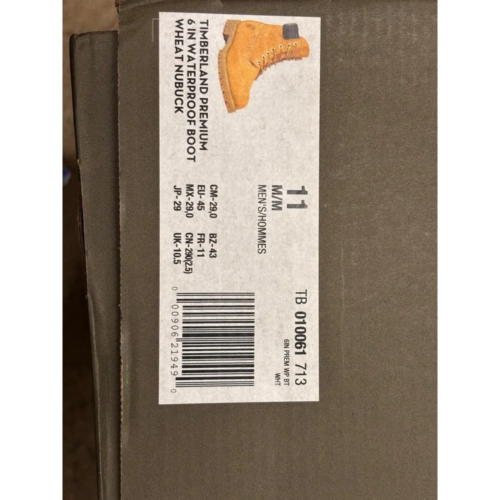 NEW Authentic Timberland 6 Inch Boot Wheat Nubuck Waterproof size 11M